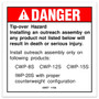 Genie Lift Part # 43657GT - DECAL,DANGER,TIP-OVER,OUTREACH, EA