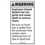 Genie Lift Part # 46136GT - DECAL,WARNING,EXPLOSION HAZARD, EA