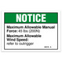 Genie Lift Part # 46218GT - DECAL,NOTICE,SIDE FORCE 45,CE, EA