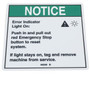 Genie Lift Part # 46238GT - DECAL,NOTICE,ERROR LIGHT, EA