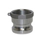 Multiquip A150A Female Quick Connect Coupling featuring a 1.5-inch male quick disconnect end and 1.5-inch female NPT thread for secure hose and pump connections.