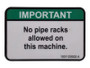 JLG Part # 1001120002 | DECAL,NO PIPE RACKS, EA