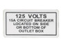 JLG Part # 0070921SN | SN-DECAL, 125 VOLTS, EA