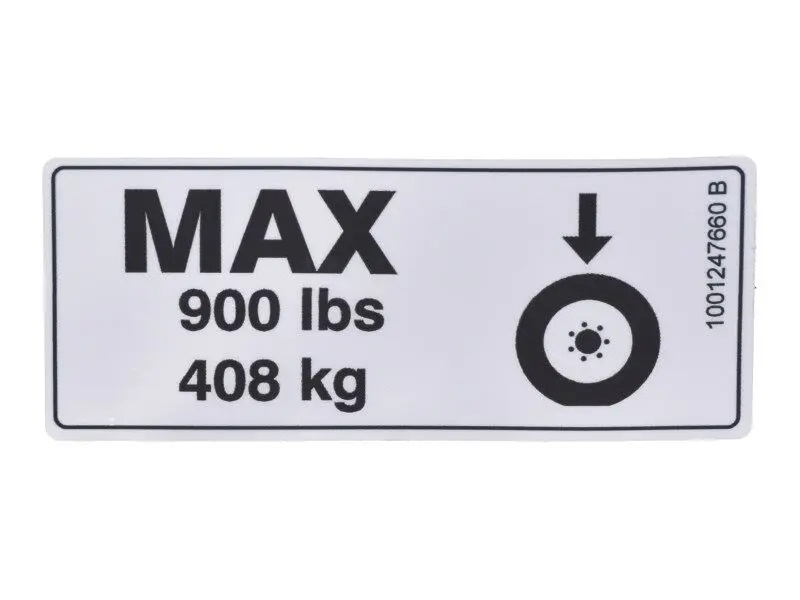 JLG Part # 1001247660 | DECAL,MAX TIRE LOAD ES1530L, EA