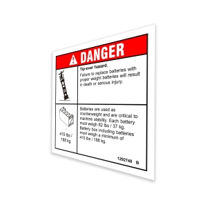 Genie Lift Part # 1292748GT - DECAL,BATT.TRAY/WEIGHT, EA
