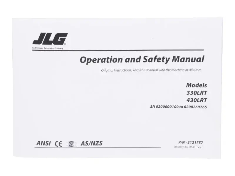 JLG Part # 3121757 | 330/430LRT GBL OPER/SAFETY, EA