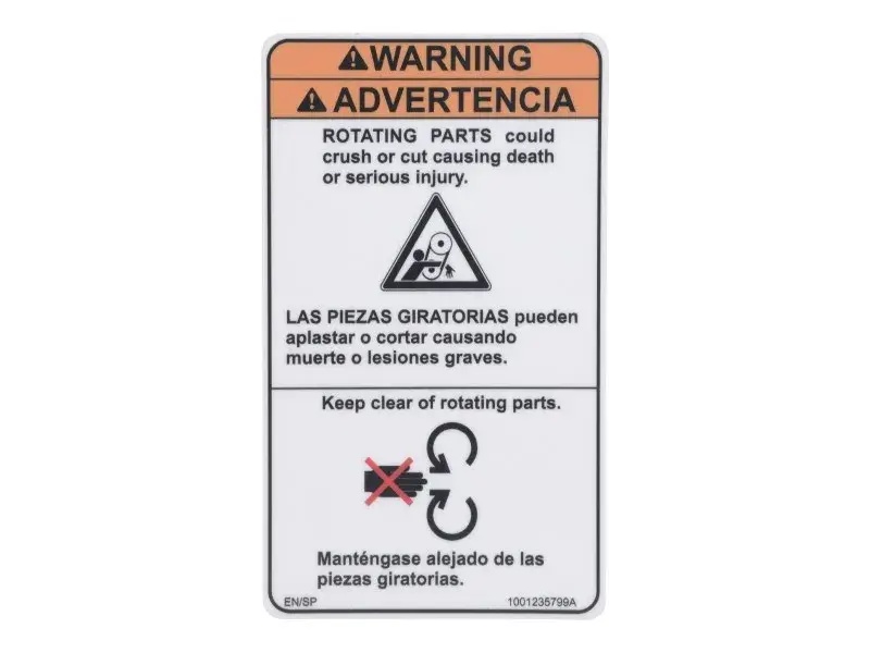 JLG Part # 1001235799 | DECAL,MOVING PARTS (SPAN), EA
