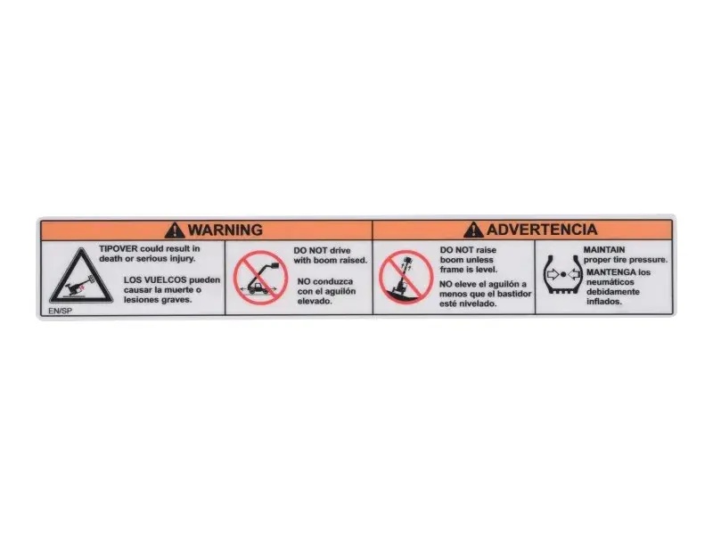 JLG Part # 1001235801 | DECAL,WARNING TIP OVER (SPAN), EA