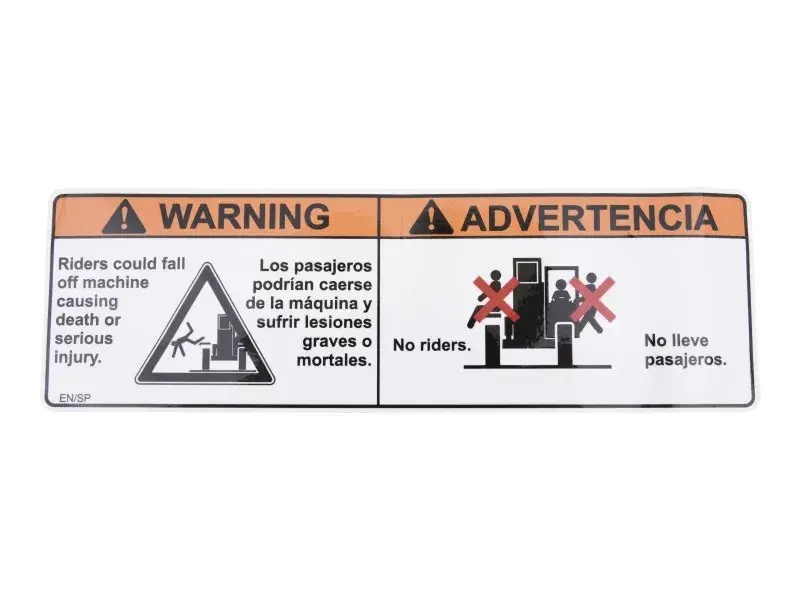 JLG Part # 1001235802 | DECAL,NO RIDERS (SPAN), EA