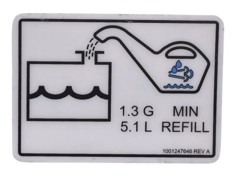 JLG Part # 1001247646 | DECAL,DEF MIN. REFILL VOLUME, EA