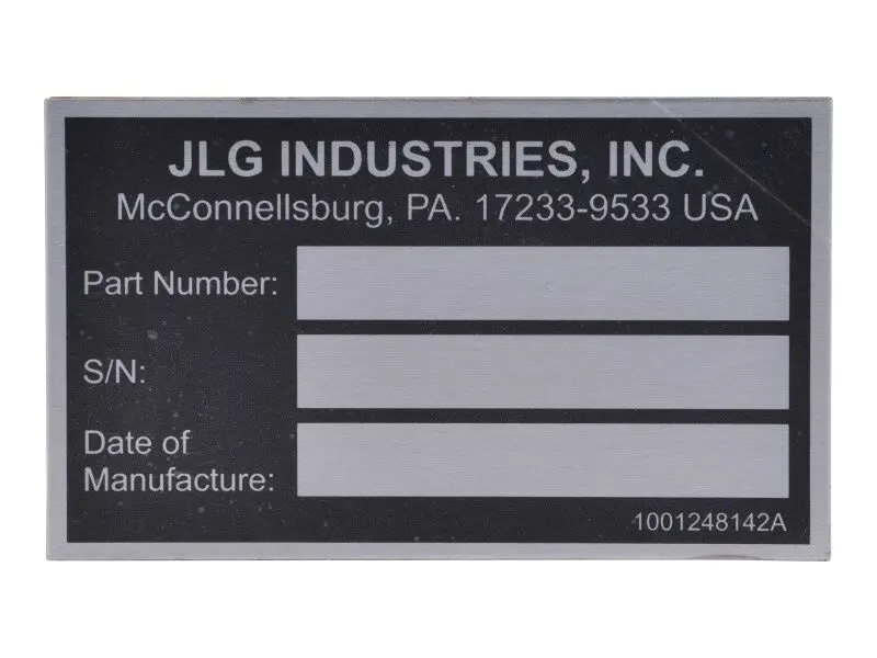 JLG Part # 1001248142 | SN PLATE,ATTACHMENT, EA