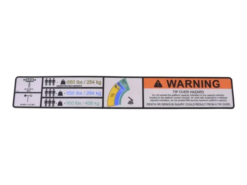 JLG Part # 1001261347 | DECAL,WARNING HI-CAP. (ANSI), EA