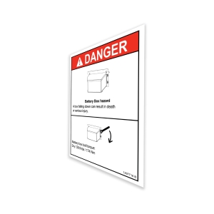 Genie Lift Part # 1297716GT - DECAL, DANGER BATT FASTENING, ANSI, WORD, EA
