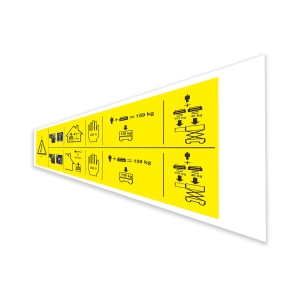 Genie Lift Part # 1296620GT - DECAL, DANGER, MAX CAPACITY 159KG, SIDE FORCE 200N, EA