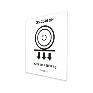 Genie Lift Part # 1307353GT - DECAL, LABEL, WHEEL LOAD, E-DRIVE, GS-2646XH, EA