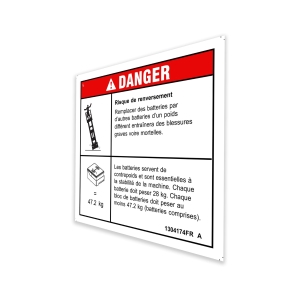 Genie Lift Part # 1304174FRGT - DECAL,DANGER-TIP-OVER,BATT,GS-1932m, EA