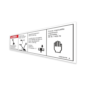 Genie Lift Part # 1299791FRGT - DECAL,DANGER,CAP, AIRCRAFT, WORD,FR, EA