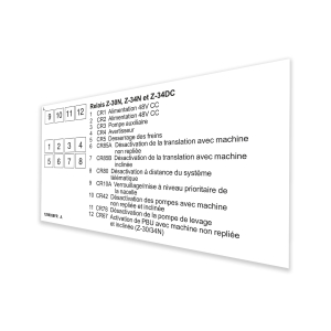 Genie Lift Part # 1298858FRGT - DECAL,RELAY LABEL,Z30/34 DC,FR, EA