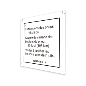 Genie Lift Part # 1292747FRGT - DECAL,LABEL-TIRE SPECS, GS4655, EA