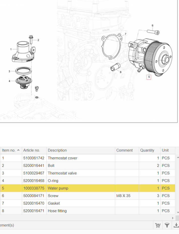 Wacker Neuson Part # 1000338775 - WATER PUMP, PC