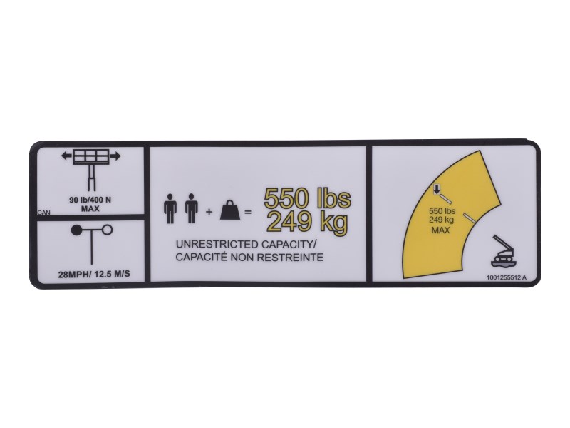 JLG Part # 1001255512 | DECAL,WARNING SINGLE CAP, EA