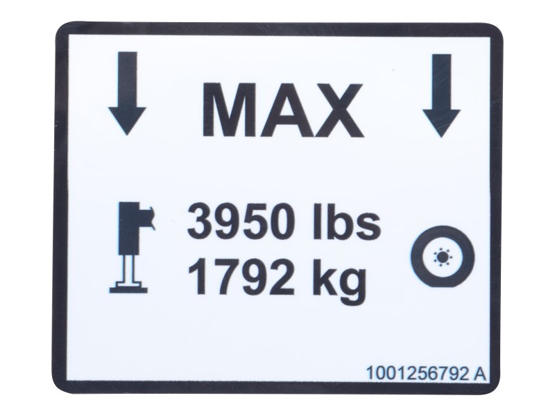 JLG Part # 1001256792 | DECAL,MAX TIRE LOAD, EA
