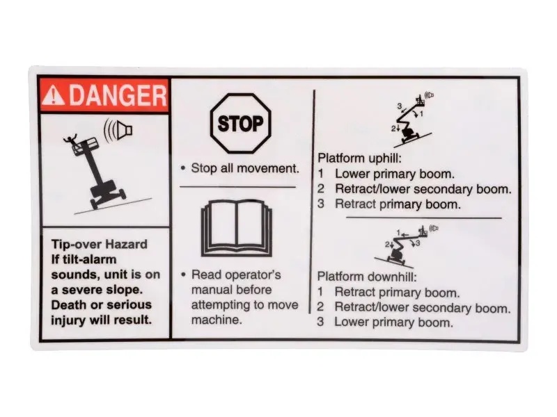 JLG Part # 133236GT | GN-DECAL, TIPOVER DANGER, EA