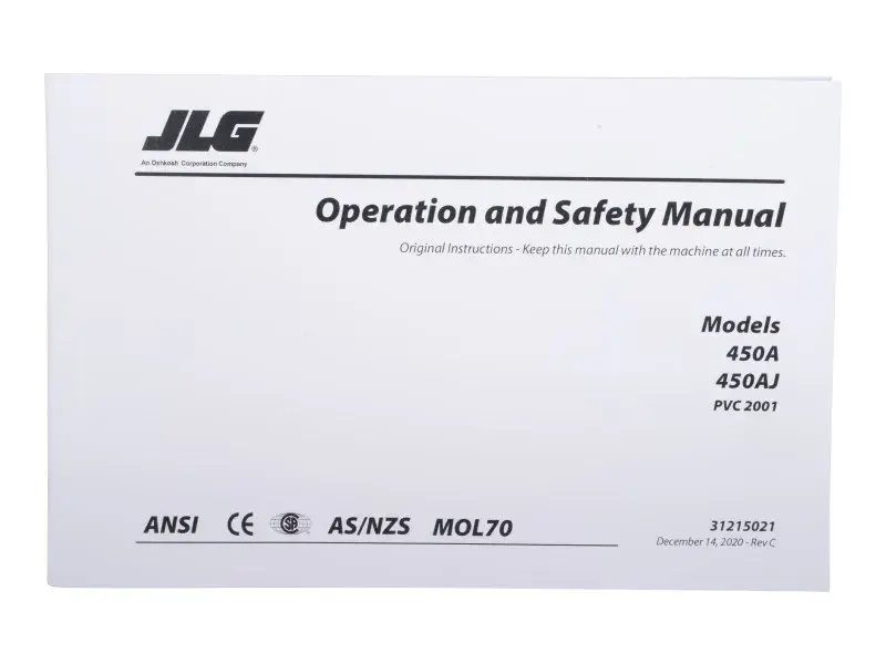 JLG Part # 31215021 | MANUAL,OPS_450A, EA