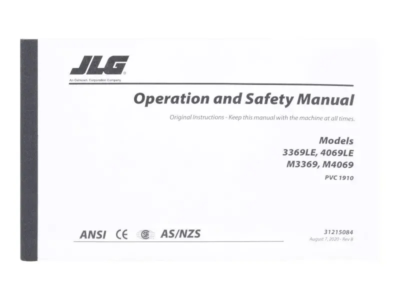 JLG Part # 31215084 | MANUAL,OPS_3369-4069LE, EA