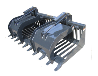 Haugen HIRG 84 - 84" Bucket Width, 1,330 lbs Weight, 11 Cast Tooth w/ replaceable Tip, Industrial Rod Grapple for Skid Steer