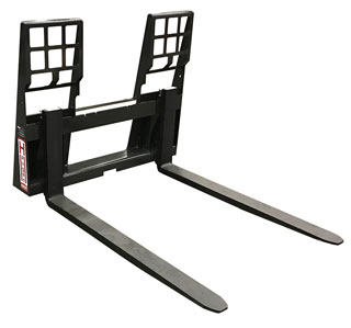 Haugen MPF 42-WT - 42 Inch Fork Length, 5000 lbs Lift Capacity, Walk Through Frame - Rail Style Pallet Forks for Skid Steer Haugen MPF 42-WT - 42 Inch Fork Length, 5000 lbs Lift Capacity, Walk Through Frame - Rail Style Pallet Forks for Skid Steer