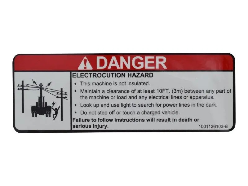 JLG Part # 1001136103 | DECAL,ELECTROCUTION HAZARD, EA