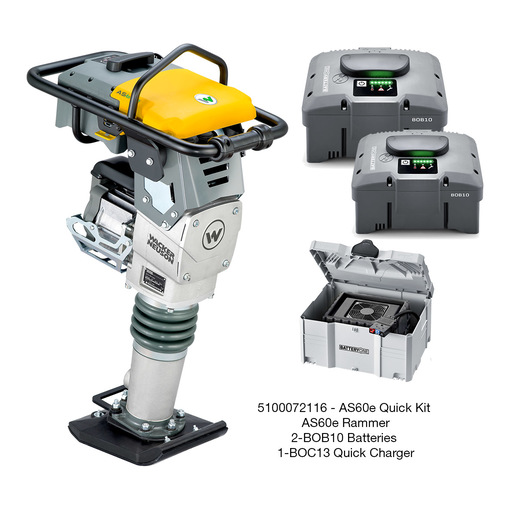 Wacker Neuson AS60e - Vibratory Rammer Quick Kit w/2 BOB10 Batteries & BOC13 Quick Charger Wacker Neuson AS60e - Vibratory Rammer Quick Kit w/2 BOB10 Batteries & BOC13 Quick Charger