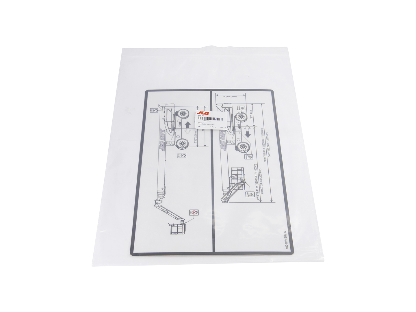 JLG Part # 1001284689 | DECAL, 1200SJP,1350SJP,1100SB, EA