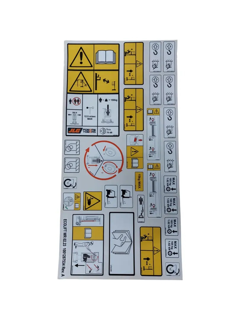 JLG Part # 1001287534 | KIT,DECAL SHEET ECOLIFT WR, EA