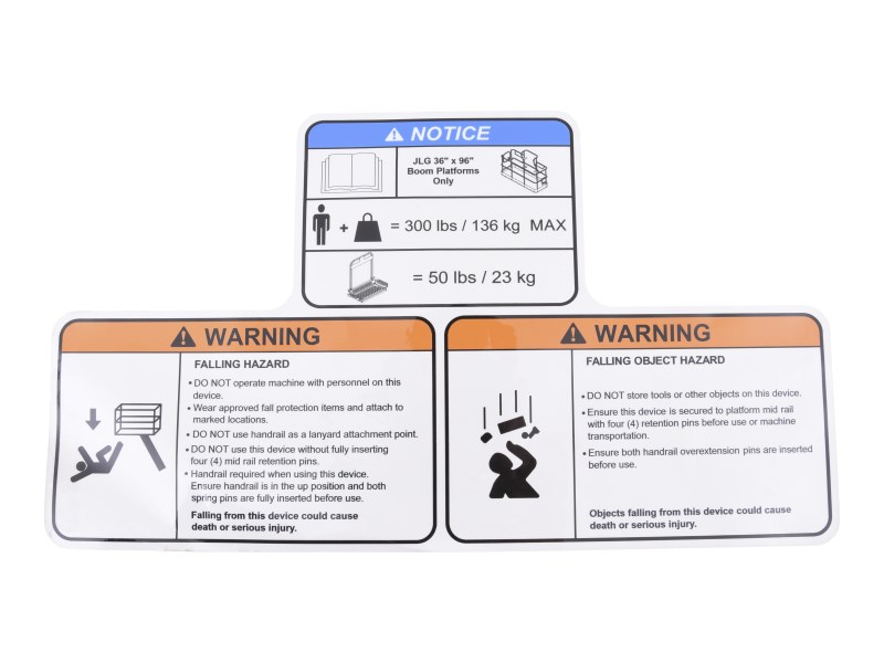 JLG Part # 1001297272 | DECAL,WARNING AND NOTICE, EA