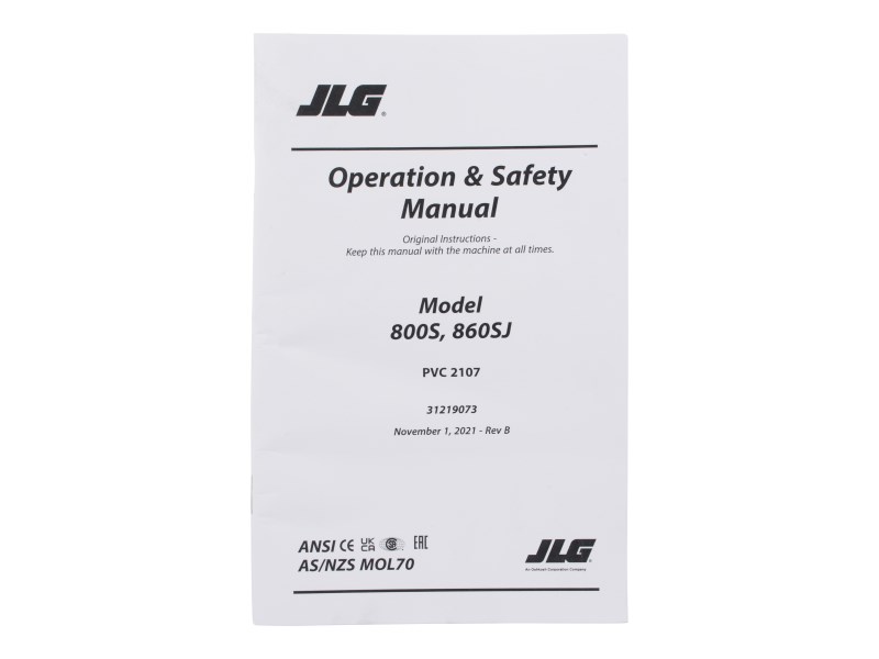 JLG Part # 31219073 | MANUAL,OPS_800S/860SJ_PVC2107, EA