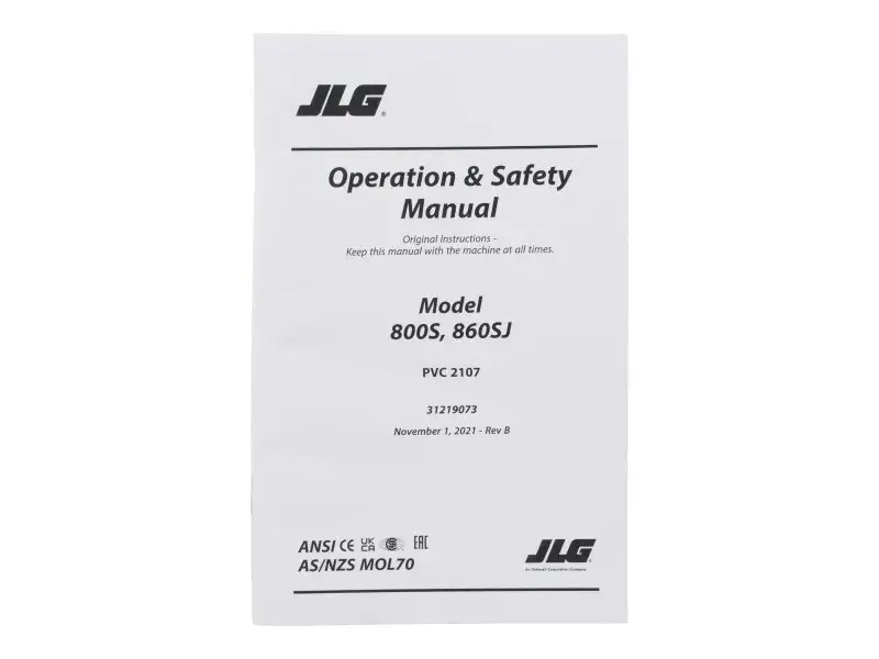 JLG Part # 31219073 | MANUAL,OPS_800S/860SJ_PVC2107, EA