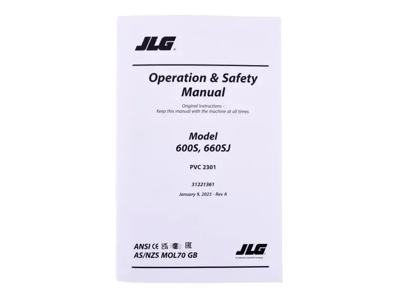 JLG Part # 31221361 | MANUAL,OPS_600S/SJ_PVC2301, EA