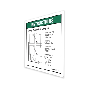 Genie Lift Part # 1322445GT - DECAL,INSTRUCT,BATTERY CONNECT,GS32, EA