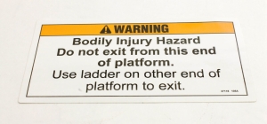 Genie Lift Part # 37118GT - DECAL,WARNING,NO EXIT THIS END, EA