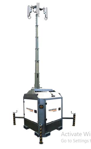 Generac SLT-D-CUBEHYPRK2 Stationary Hypercube LED Light Tower - 4kW, Vertical Mast, Kubota Diesel, Hydraulic Winch, 300 hour run-time