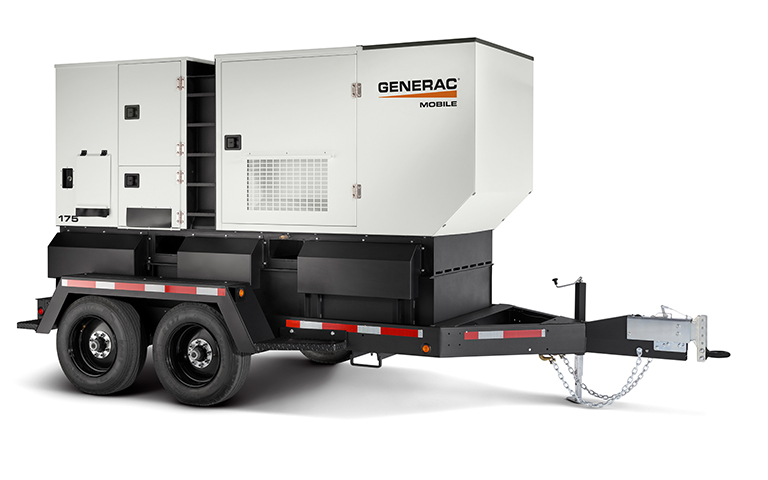 Generac MDG175DF4 - Trailer Mounted Diesel Genset, 175KVA, 240V single phase, 480V three phase, John Deere Tier IV engine