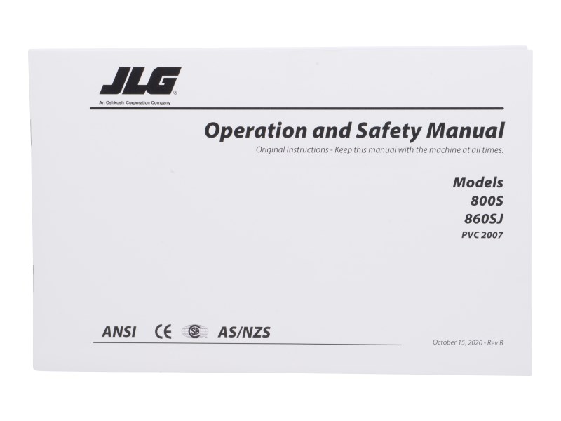 JLG Part # 31217196 | MANUAL,800S/860SJ_OPS_PVC2007, EA