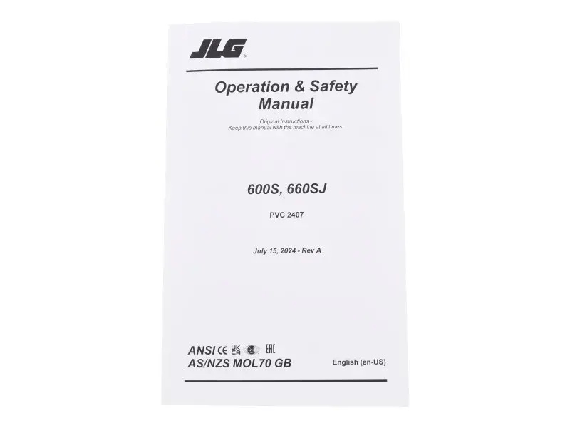JLG Part # 3122319000 | MNL,OP_600S,660SJ_EN_PVC2407, EA