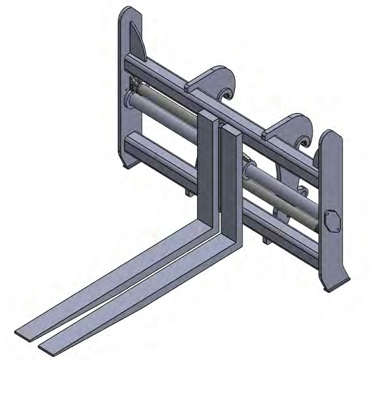 Haugen MWPH 96 25-6-72 - Wheel Loader Pipe Forks For Hydraulic Positioning, Fork Tine Size 2.5" x 6" x 72" Capacity 20,000 lbs