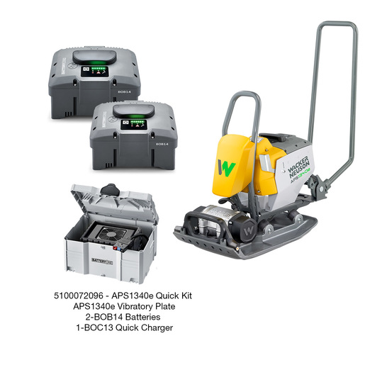 Wacker Neuson APS1340e - Vibratory Single-Direction Plate w/2 BOB14 Batteries & BOC13 Quick Charger Wacker Neuson APS1340e - Vibratory Single-Direction Plate w/2 BOB14 Batteries & BOC13 Quick Charger
