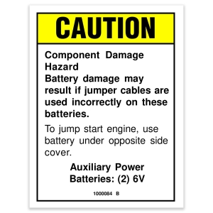 Genie Lift Part # 1000084GT - DECAL,CAUTION,AUX BATTERIES, EA