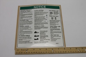 Genie Lift Part # 1000254GT - DECAL,NOTICE,OPERATING INST.IC, EA