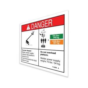 Genie Lift Part # 114269GT - DECAL,DANGER,WELDER TIP HAZARD, EA